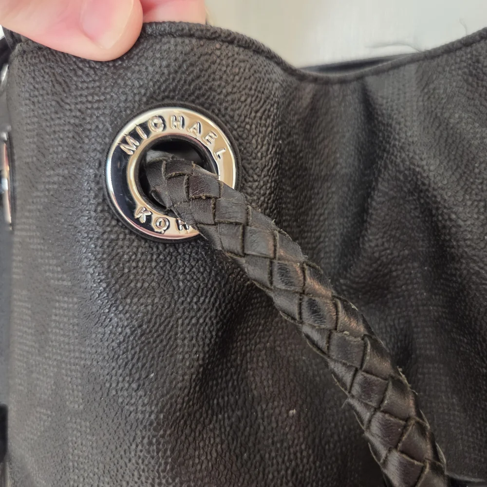 Michael Kors Black MK Monogram Drawstring Tote
